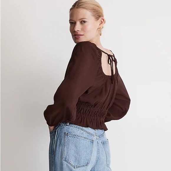 Madewell Twill Tie-Back Cutout Top - Picture 2 of 7